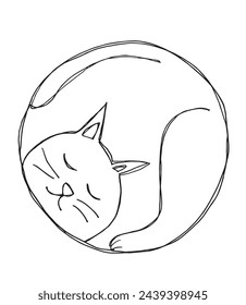 Outline illustration vector image of a  cat.
Hand drawn artwork of a cat logo.
Simple cute original logo.
Hand drawn vector illustration for posters.