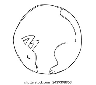 Outline illustration vector image of a  cat.
Hand drawn artwork of a cat logo.
Simple cute original logo.
Hand drawn vector illustration for posters.