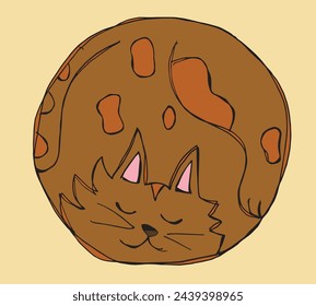 Outline illustration vector image of a  cat.
Hand drawn artwork of a cat logo.
Simple cute original logo.
Hand drawn vector illustration for posters.