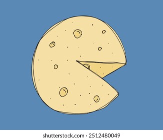 Outline illustration vector image of a cheese.
Hand drawn artwork of a cheese.
Simple cute original logo.
Hand drawn vector illustration for posters.