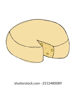 Outline illustration vector image of a cheese.
Hand drawn artwork of a cheese.
Simple cute original logo.
Hand drawn vector illustration for posters.