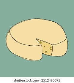 Outline illustration vector image of a cheese.
Hand drawn artwork of a cheese.
Simple cute original logo.
Hand drawn vector illustration for posters.