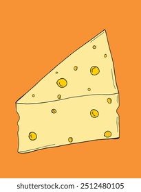 Outline illustration vector image of a cheese.
Hand drawn artwork of a cheese.
Simple cute original logo.
Hand drawn vector illustration for posters.
