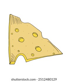 Imagem vetorial da ilustração do contorno de um queijo.
Arte desenhada à mão de um queijo.
Simples bonito logotipo original.
Ilustração vetorial desenhada à mão para cartazes.
