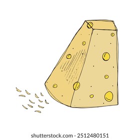 Vektorgrafik eines Käse mit Umriss.
Handgezeichnetes Kunstwerk eines Käses.
Einfaches, niedliches Original-Logo.
Handgezeichnete Vektorgrafik für Poster.