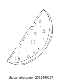 Imagem vetorial da ilustração do contorno de um queijo.
Arte desenhada à mão de um queijo.
Simples bonito logotipo original.
Ilustração vetorial desenhada à mão para cartazes.