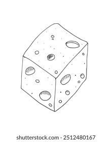 Esquema ilustración Vector Imagen de un queso.
Dibujado a mano obra de arte de un queso.
Logo original lindo simple.
Ilustración vectorial dibujada a mano para carteles.