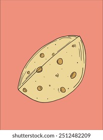 Outline illustration vector image of a cheese.
Hand drawn artwork of a cheese.
Simple cute original logo.
Hand drawn vector illustration for posters.