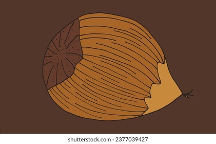 Outline illustration vector image of a chestnut.
Hand drawn artwork of a chestnut. 
Simple cute original logo.
Hand drawn vector illustration for posters, cards, t-shirts.