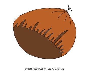 Outline illustration vector image of a chestnut.
Hand drawn artwork of a chestnut. 
Simple cute original logo.
Hand drawn vector illustration for posters, cards, t-shirts.