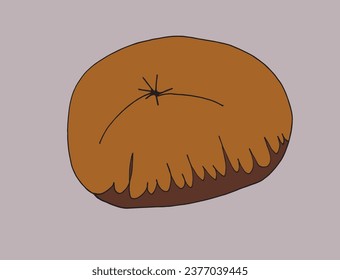 Outline illustration vector image of a chestnut.
Hand drawn artwork of a chestnut. 
Simple cute original logo.
Hand drawn vector illustration for posters, cards, t-shirts.