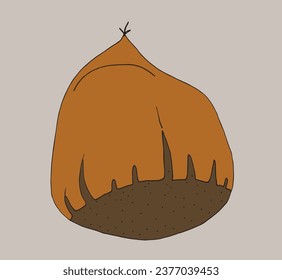 Outline illustration vector image of a chestnut.
Hand drawn artwork of a chestnut. 
Simple cute original logo.
Hand drawn vector illustration for posters, cards, t-shirts.