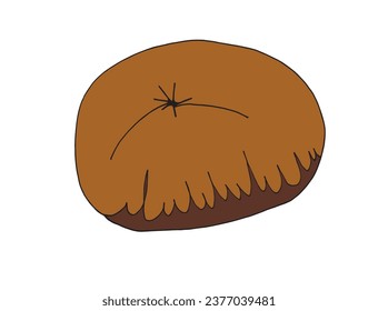 Outline illustration vector image of a chestnut.
Hand drawn artwork of a chestnut. 
Simple cute original logo.
Hand drawn vector illustration for posters, cards, t-shirts.