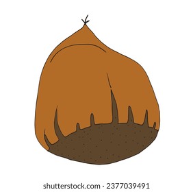 Outline illustration vector image of a chestnut.
Hand drawn artwork of a chestnut. 
Simple cute original logo.
Hand drawn vector illustration for posters, cards, t-shirts.