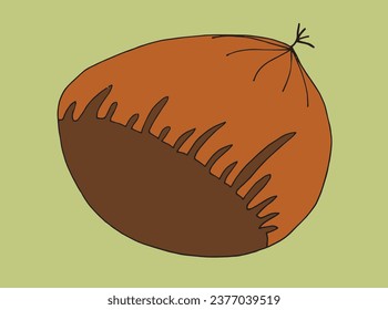 Outline illustration vector image of a chestnut.
Hand drawn artwork of a chestnut. 
Simple cute original logo.
Hand drawn vector illustration for posters, cards, t-shirts.