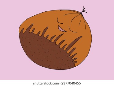 Outline illustration vector image of a chestnut.
Hand drawn artwork of a chestnut. 
Simple cute original logo.
Hand drawn vector illustration for posters, cards, t-shirts.