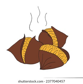 Outline illustration vector image of a chestnut.
Hand drawn artwork of a chestnut. 
Simple cute original logo.
Hand drawn vector illustration for posters, cards, t-shirts.