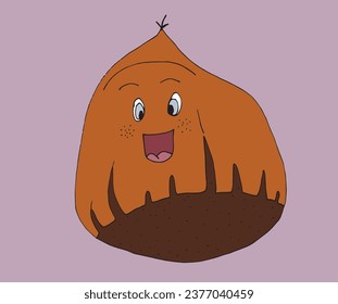 Outline illustration vector image of a chestnut.
Hand drawn artwork of a chestnut. 
Simple cute original logo.
Hand drawn vector illustration for posters, cards, t-shirts.