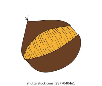 Outline illustration vector image of a chestnut.
Hand drawn artwork of a chestnut. 
Simple cute original logo.
Hand drawn vector illustration for posters, cards, t-shirts.