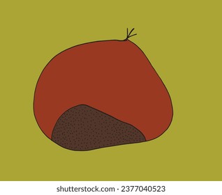 Outline illustration vector image of a chestnut.
Hand drawn artwork of a chestnut. 
Simple cute original logo.
Hand drawn vector illustration for posters, cards, t-shirts.