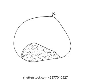 Outline illustration vector image of a chestnut.
Hand drawn artwork of a chestnut. 
Simple cute original logo.
Hand drawn vector illustration for posters, cards, t-shirts.