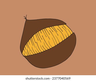 Outline illustration vector image of a chestnut.
Hand drawn artwork of a chestnut. 
Simple cute original logo.
Hand drawn vector illustration for posters, cards, t-shirts.