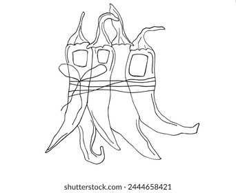 Outline illustration vector image of a chili pepper.
Hand drawn artwork of a hot pepper.
Simple cute original logo.
Hand drawn vector illustration for posters.