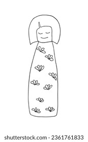 Outline illustration vector image of a chinese girl.
Hand drawn artwork of a chinese girl. 
Simple cute original logo.
Hand drawn vector illustration for posters, cards, t-shirts.