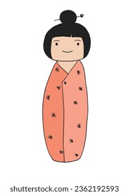 Ilustración de esquema de imagen vectorial de una chica china.
Obra de arte a mano de una chica china. 
Simple y lindo logo original.
Ilustración vectorial dibujada a mano para afiches, tarjetas, camisetas.