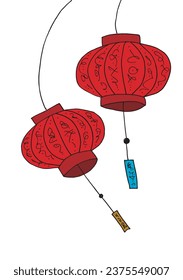Ilustración de esquema de imagen vectorial de una linterna china.
Obra artística de mano de una linterna china. 
Simple y lindo logo original.
Ilustración vectorial dibujada a mano para afiches, tarjetas, camisetas.