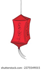 Outline illustration vector image of a chinese lantern.
Hand drawn artwork of a chinese lantern. 
Simple cute original logo.
Hand drawn vector illustration for posters, cards, t-shirts.