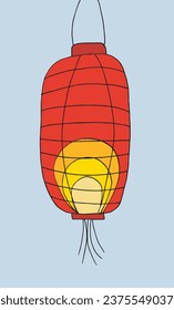 Outline illustration vector image of a chinese lantern.
Hand drawn artwork of a chinese lantern. 
Simple cute original logo.
Hand drawn vector illustration for posters, cards, t-shirts.