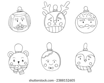 Outline illustration vector image of a Christmas decoration balls
Hand drawn artwork of a christmas decoration. 
Simple original logo.
Hand drawn vector illustration for posters, cards, t-shirts.
