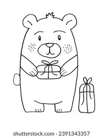 Ilustración de esquema de imagen vectorial de un peluche navideño.
Dibujo a mano de un oso de peluche de Navidad.
Simple y lindo logo original.
Ilustración vectorial dibujada a mano para afiches, tarjetas, camisetas.