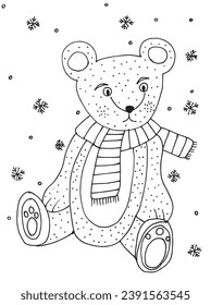 Ilustración de esquema de imagen vectorial de un peluche navideño.
Dibujo a mano de un oso de peluche de Navidad.
Simple y lindo logo original.
Ilustración vectorial dibujada a mano para afiches, tarjetas, camisetas.