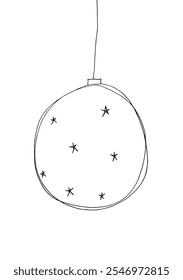 Outline illustration vector image of a Christmas ball.
Hand drawn artwork of a Christmas ball.
Simple cute original logo.
Hand drawn vector illustration for posters.