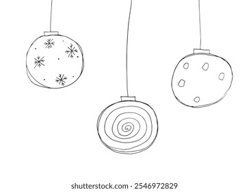 Outline illustration vector image of a Christmas ball.
Hand drawn artwork of a Christmas ball.
Simple cute original logo.
Hand drawn vector illustration for posters.