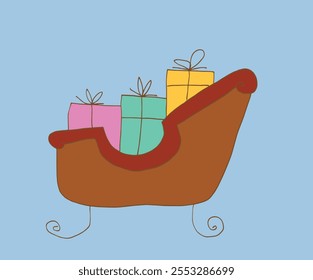 Outline illustration vector image of a Christmas sleign.
Hand drawn artwork of a Christmas sleigh.
Simple cute original logo.
Hand drawn vector illustration for posters.