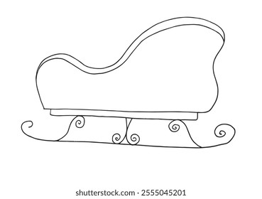 Outline illustration vector image of a Christmas sleigh.
Hand drawn artwork of a Christmas sleigh.
Simple cute original logo.
Hand drawn vector illustration for posters.