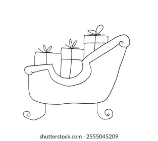 Outline illustration vector image of a Christmas sleigh.
Hand drawn artwork of a Christmas sleigh.
Simple cute original logo.
Hand drawn vector illustration for posters.