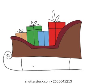 Outline illustration vector image of a Christmas sleigh.
Hand drawn artwork of a Christmas sleigh.
Simple cute original logo.
Hand drawn vector illustration for posters.