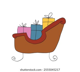 Outline illustration vector image of a Christmas sleigh.
Hand drawn artwork of a Christmas sleigh.
Simple cute original logo.
Hand drawn vector illustration for posters.