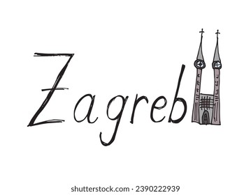 Outline illustration vector image of a cities name.
Hand drawn artwork of cities logos. 
Simple cute original logo.
Hand drawn vector illustration for posters, cards, t-shirts.