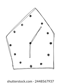 Ilustración de contorno Imagen de Vector de un reloj.
Dibujo a mano de un tazón de un reloj.
Simple lindo logotipo original.
Ilustración vectorial dibujada a mano para carteles.