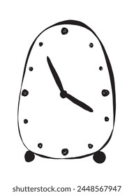 Outline illustration vector image of a clock.
Hand drawn artwork of a bowl of a clock.
Simple cute original logo.
Hand drawn vector illustration for posters.