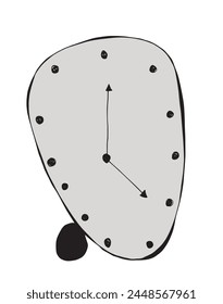 Umriss Illustration Vektorgrafik Bild einer Uhr.
Handgezeichnetes Kunstwerk einer Schale einer Uhr.
Einfaches, niedliches Original-Logo.
Handgezeichnete Vektorillustration für Poster.