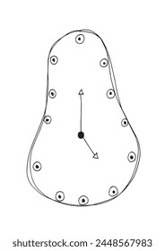 Outline illustration vector image of a clock.
Hand drawn artwork of a bowl of a clock.
Simple cute original logo.
Hand drawn vector illustration for posters.