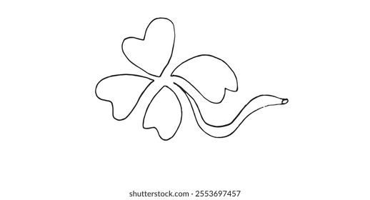 Outline illustration vector image of a clover.
Hand drawn artwork of a clover.
Simple cute original logo.
Hand drawn vector illustration for posters.