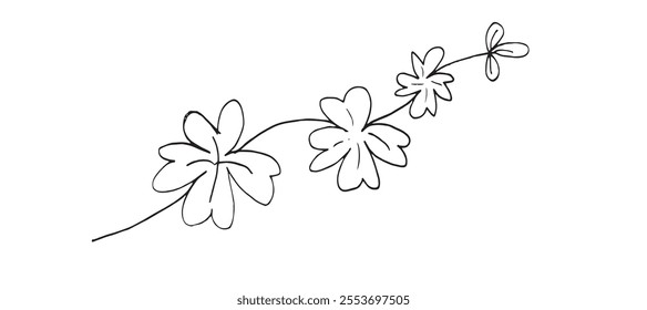 Outline illustration vector image of a clover.
Hand drawn artwork of a clover.
Simple cute original logo.
Hand drawn vector illustration for posters.