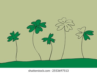 Outline illustration vector image of a clover.
Hand drawn artwork of a clover.
Simple cute original logo.
Hand drawn vector illustration for posters.